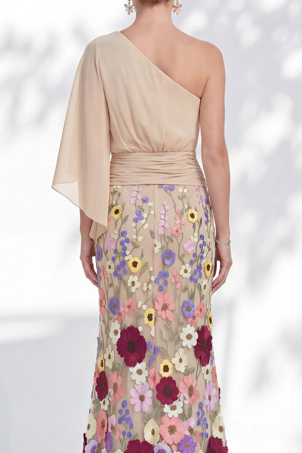 Floral Mermaid One Shoulder Maxi Dress