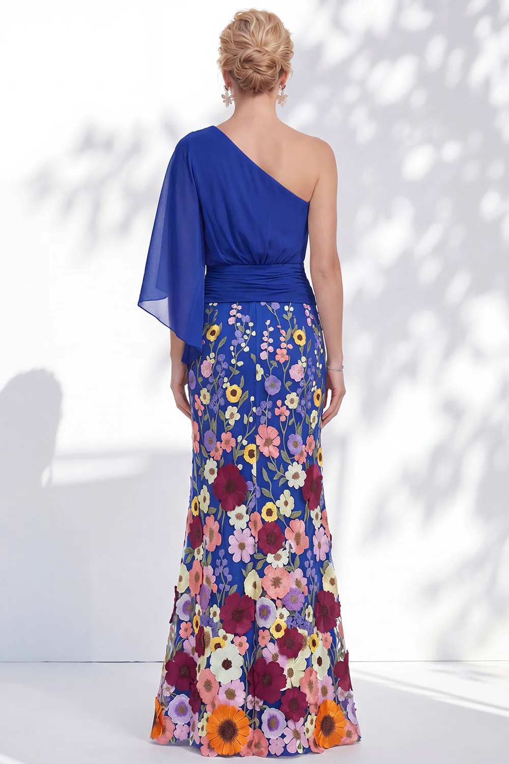 Floral Mermaid One Shoulder Maxi Dress