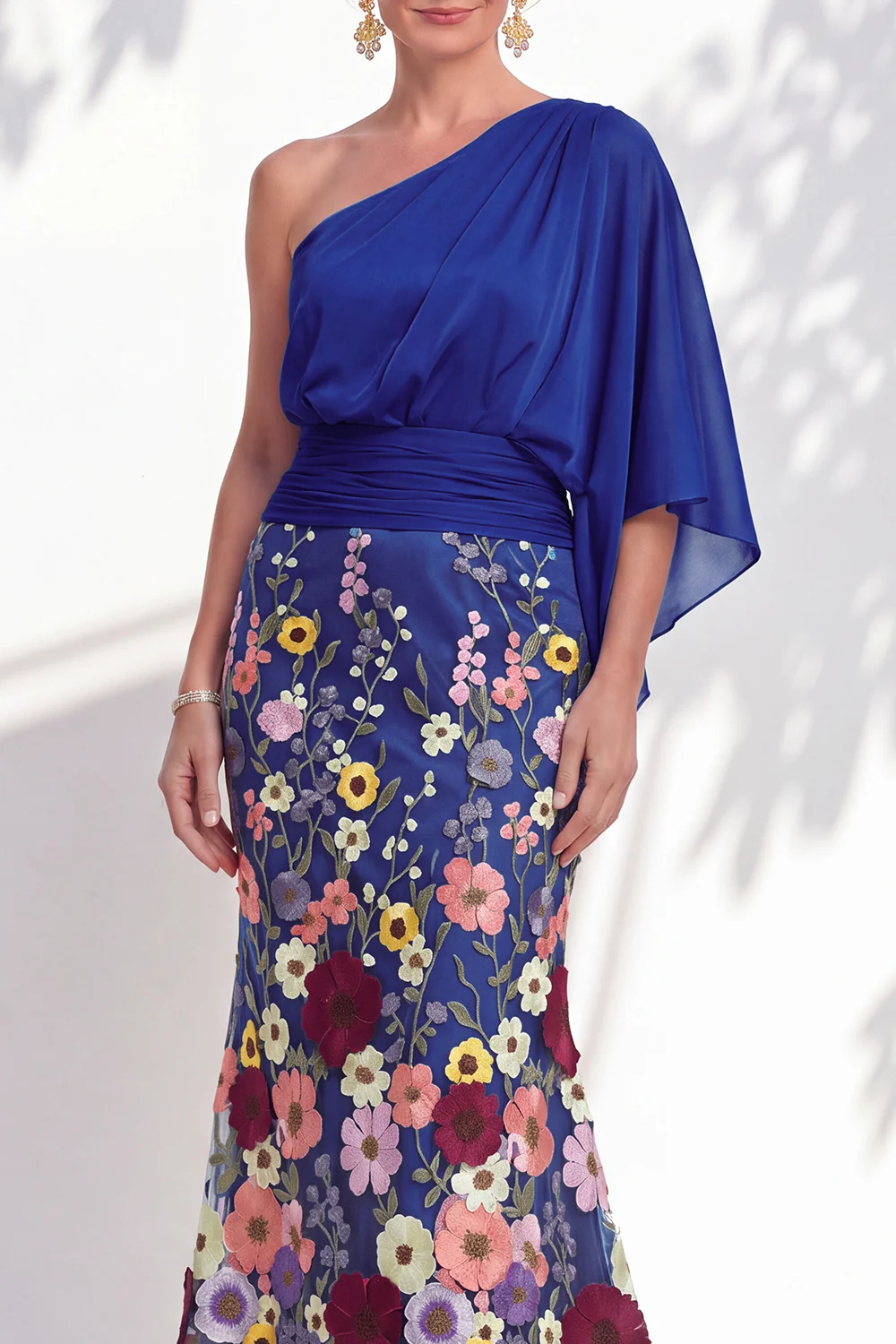 Floral Mermaid One Shoulder Maxi Dress