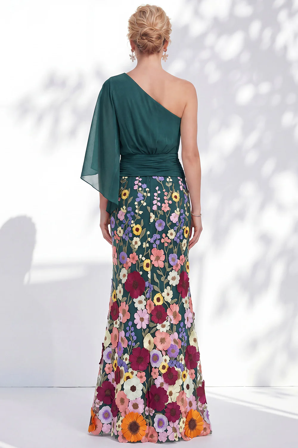 Floral Mermaid One Shoulder Maxi Dress