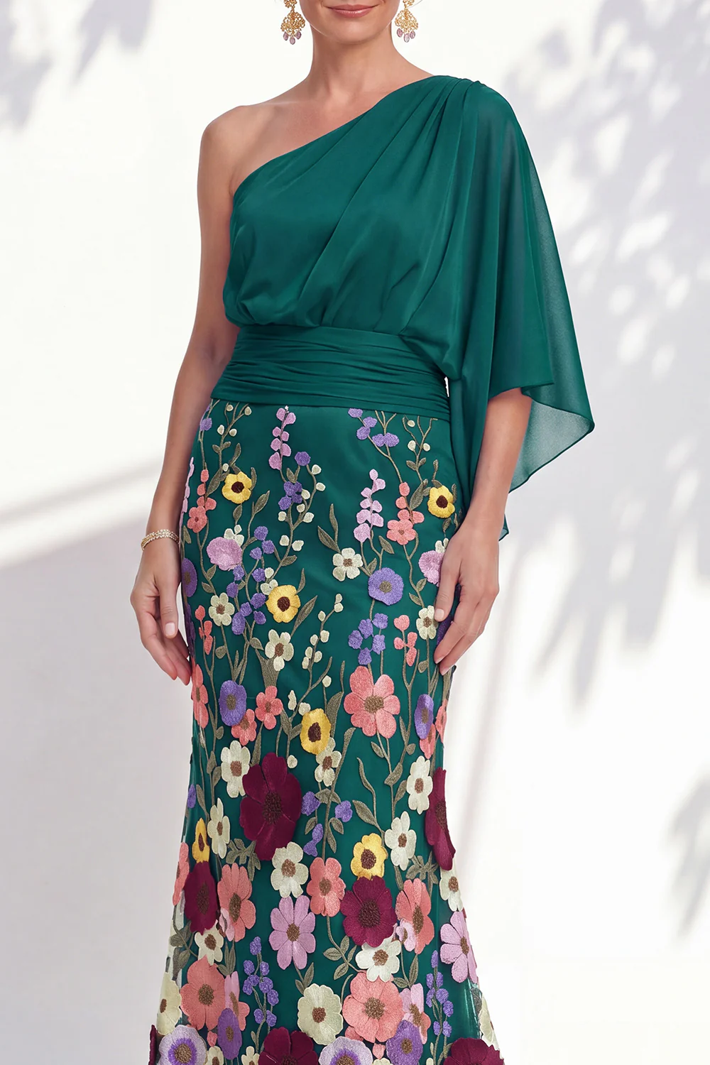 Floral Mermaid One Shoulder Maxi Dress