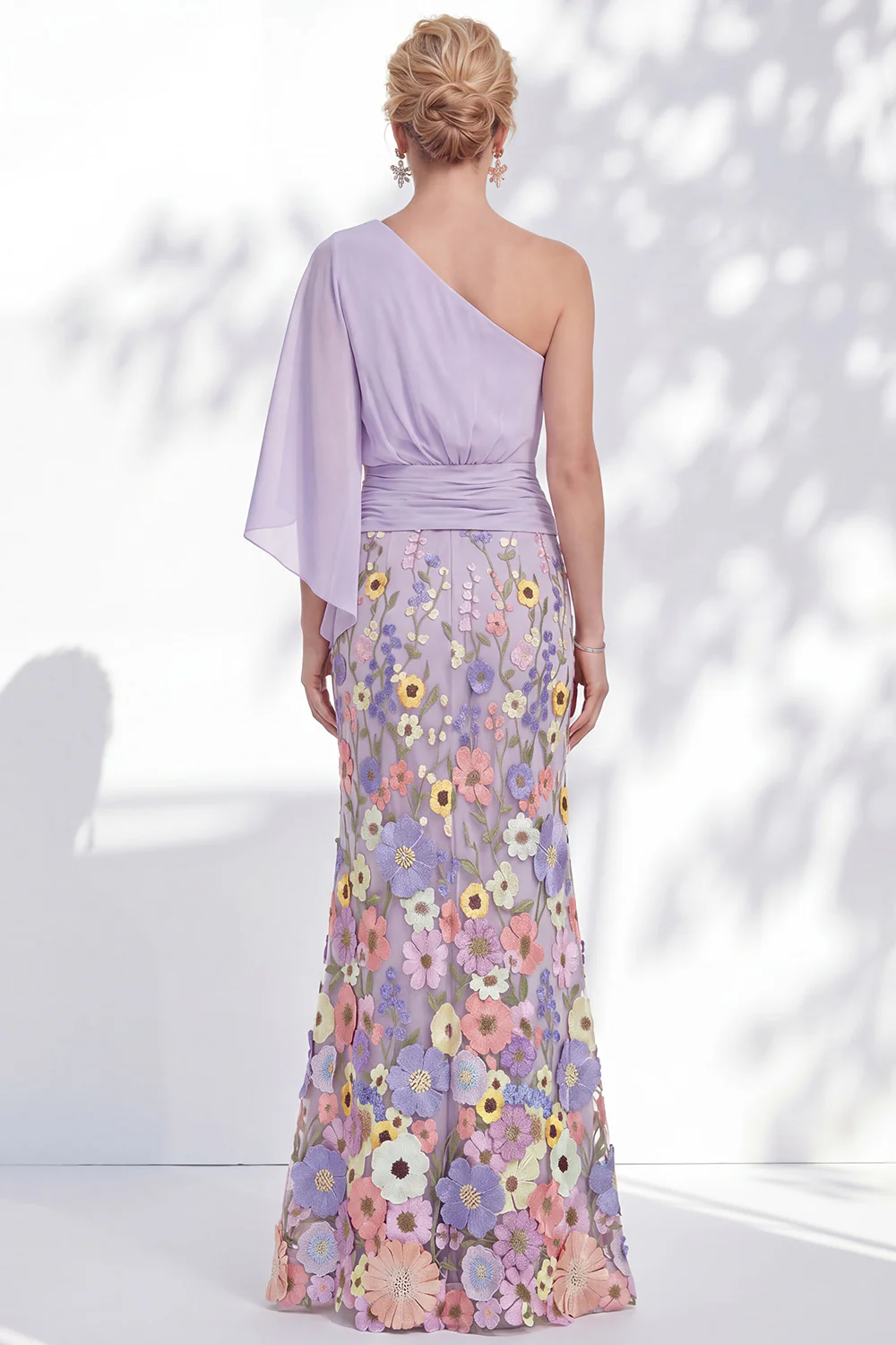 Floral Mermaid One Shoulder Maxi Dress