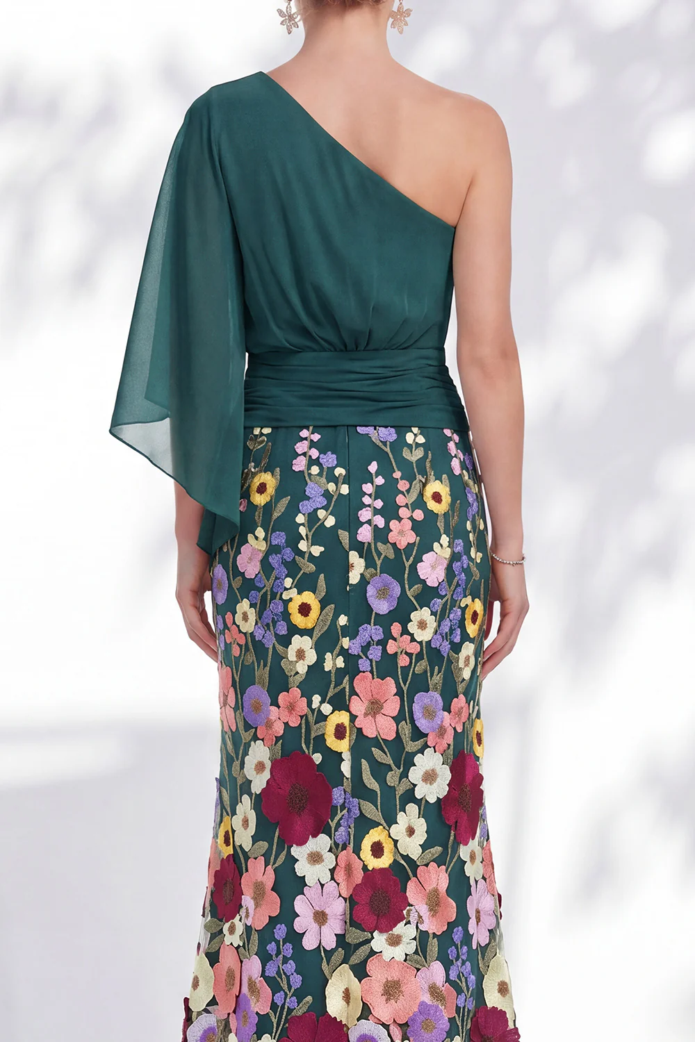 Floral Mermaid One Shoulder Maxi Dress