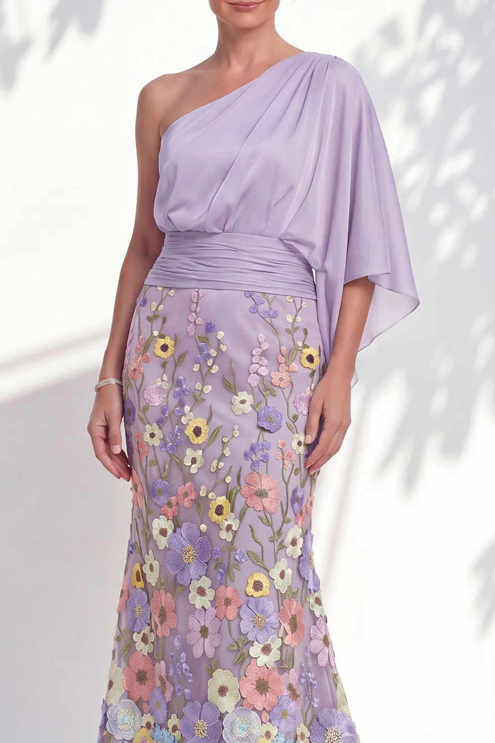 Floral Mermaid One Shoulder Maxi Dress