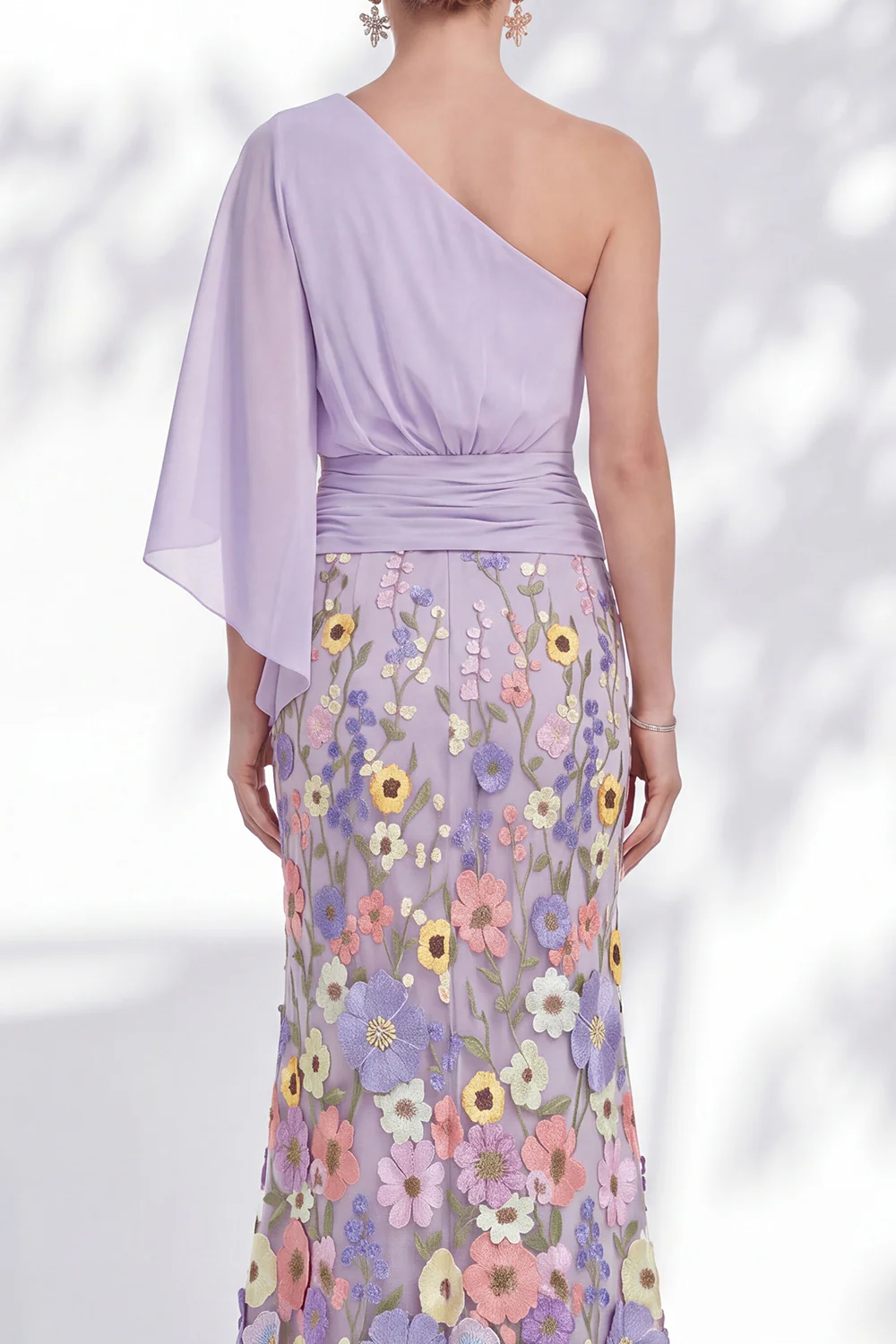 Floral Mermaid One Shoulder Maxi Dress