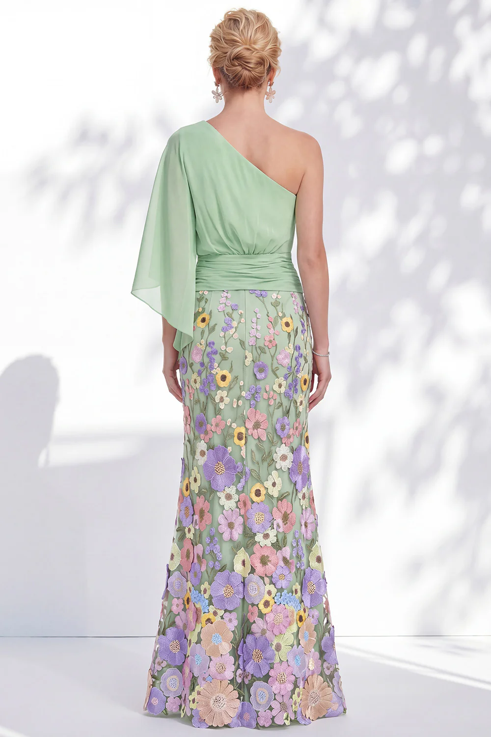 Floral Mermaid One Shoulder Maxi Dress