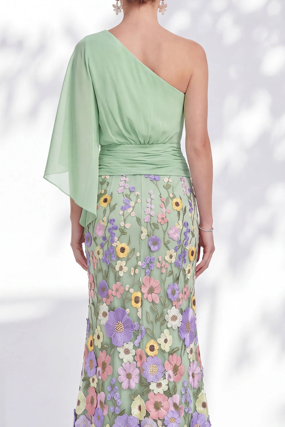 Floral Mermaid One Shoulder Maxi Dress