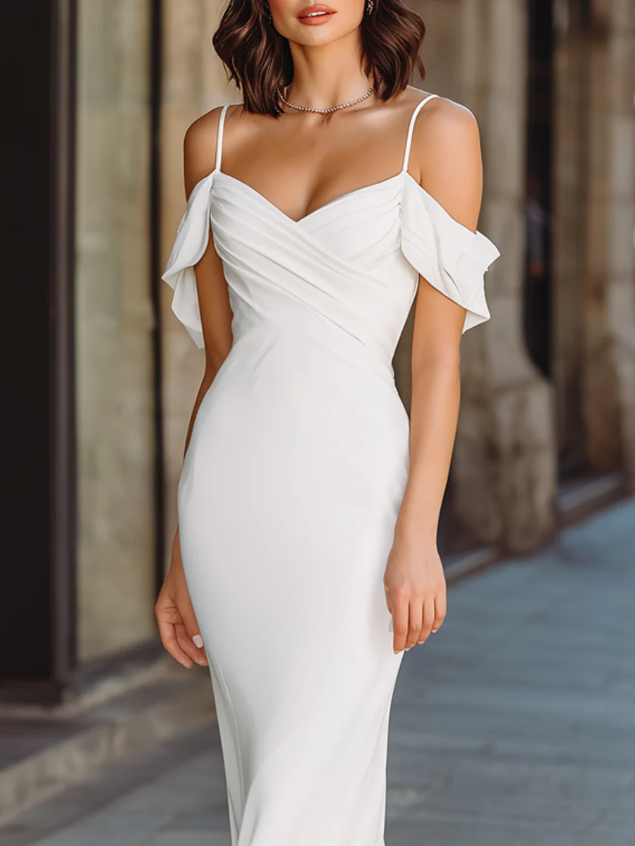Draped Off-Shoulder Mermaid Maxi Dress