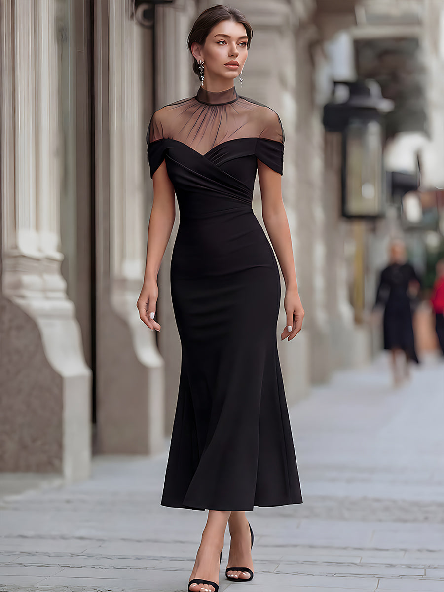 Illusion Neck Off-Shoulder Mermaid Evening Dress