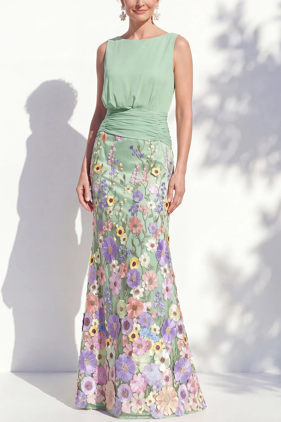 Sleeveless 3D Floral Embellished Mermaid Dress
