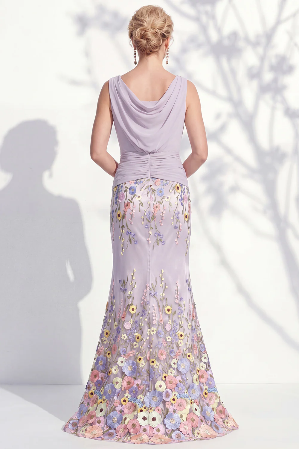 Sleeveless 3D Floral Embellished Mermaid Dress