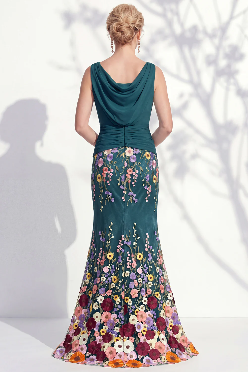 Sleeveless 3D Floral Embellished Mermaid Dress