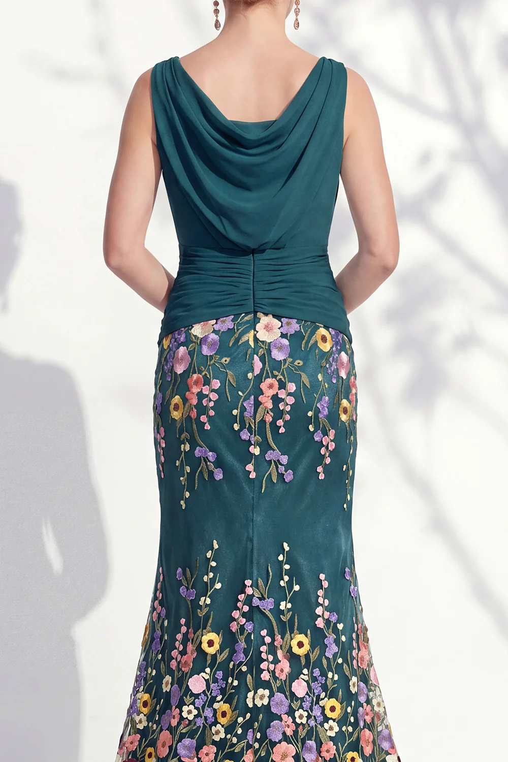Sleeveless 3D Floral Embellished Mermaid Dress