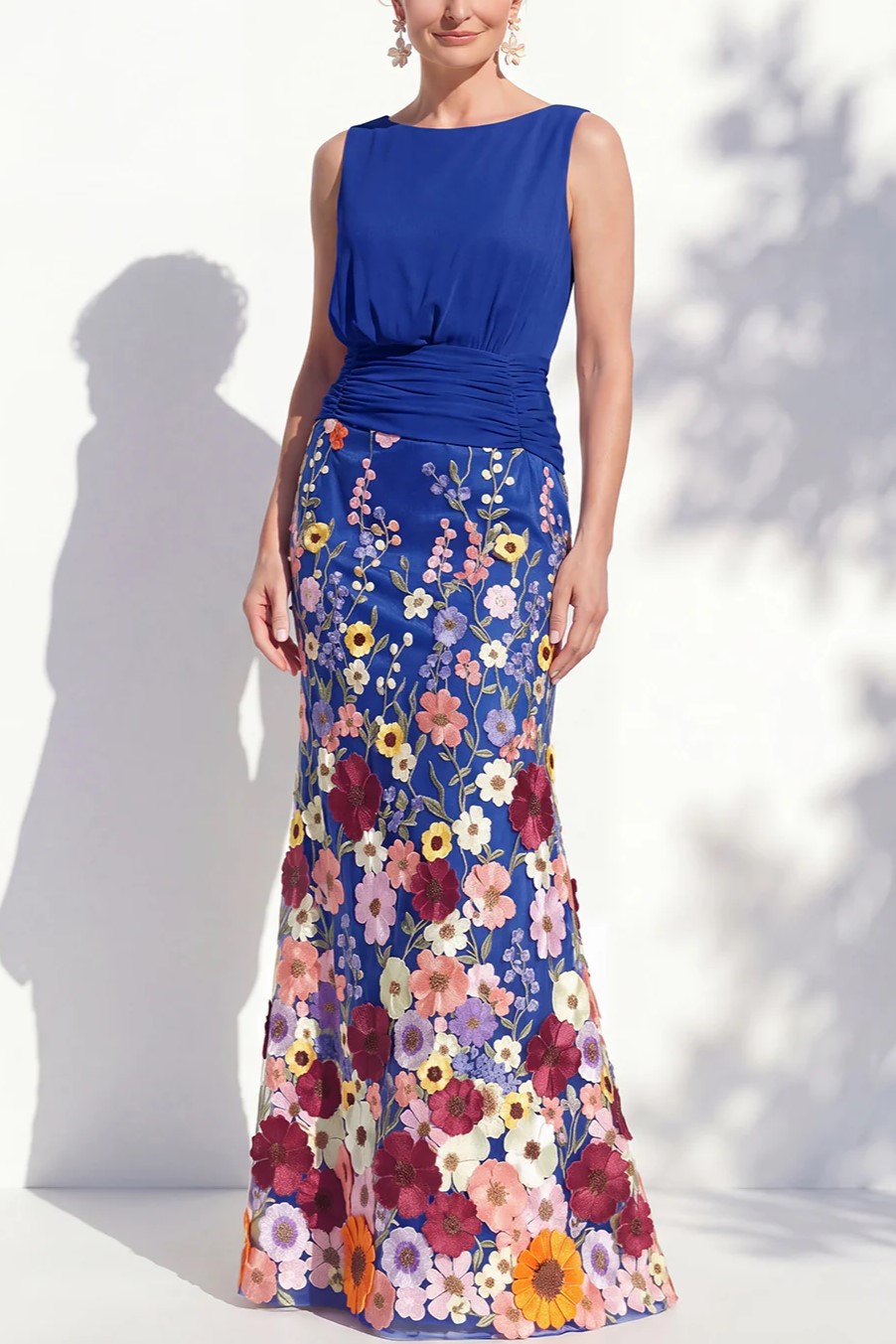 Sleeveless 3D Floral Embellished Mermaid Dress