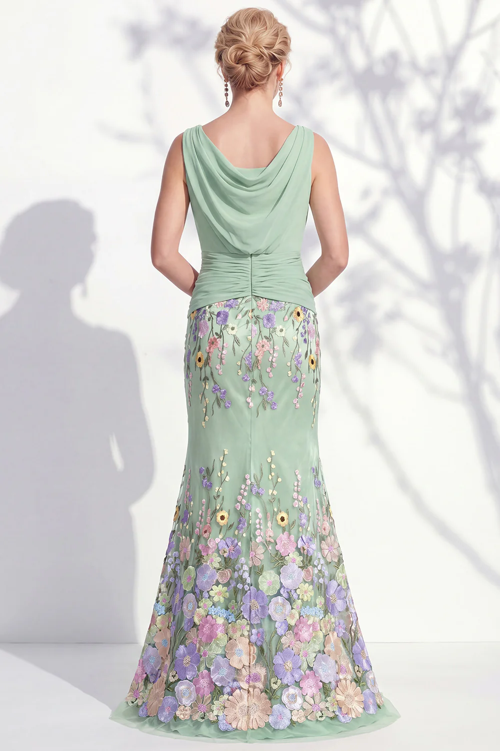 Sleeveless 3D Floral Embellished Mermaid Dress