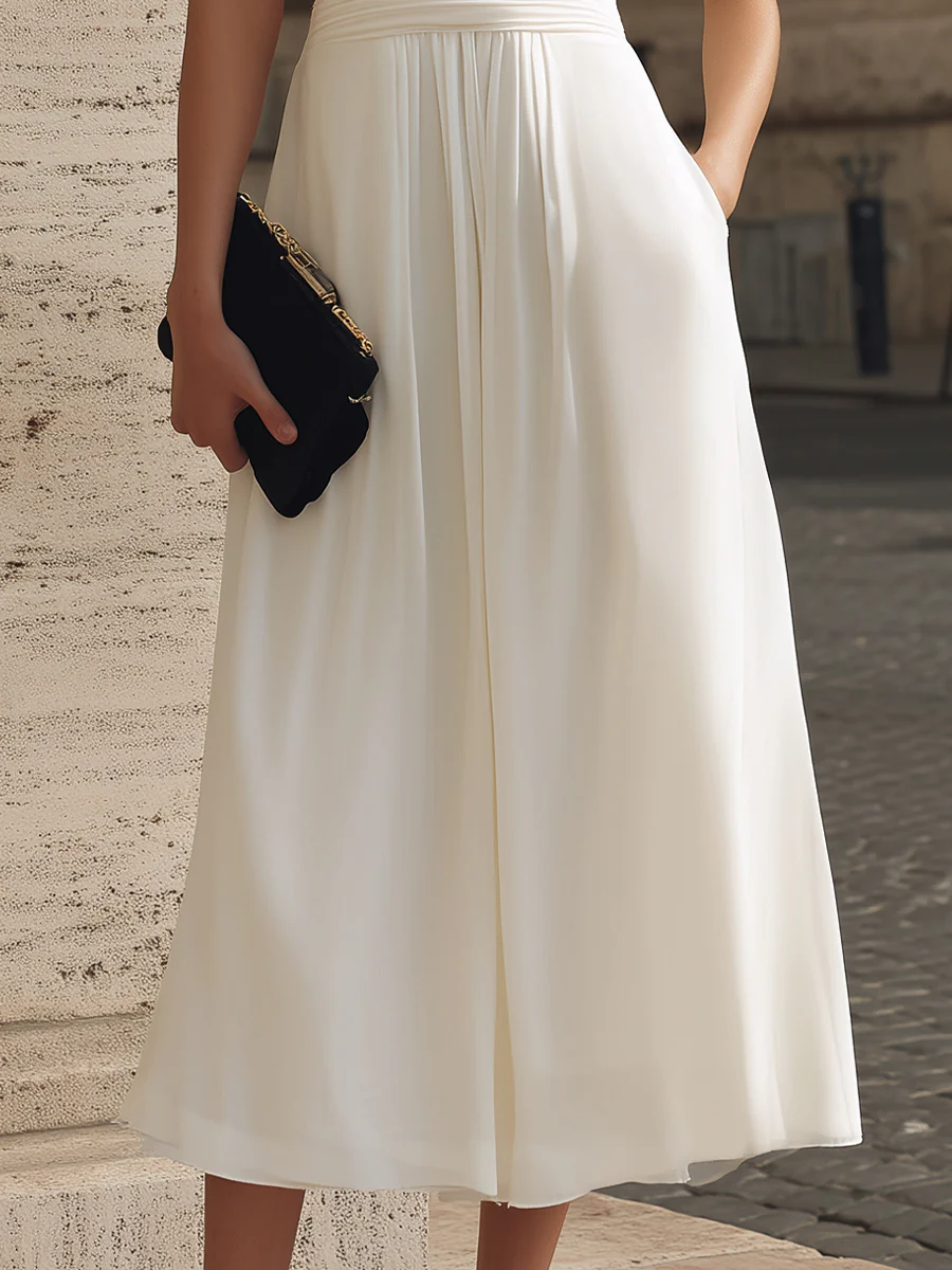 Ruffle Sleeve Ruched Waist Midi Dress