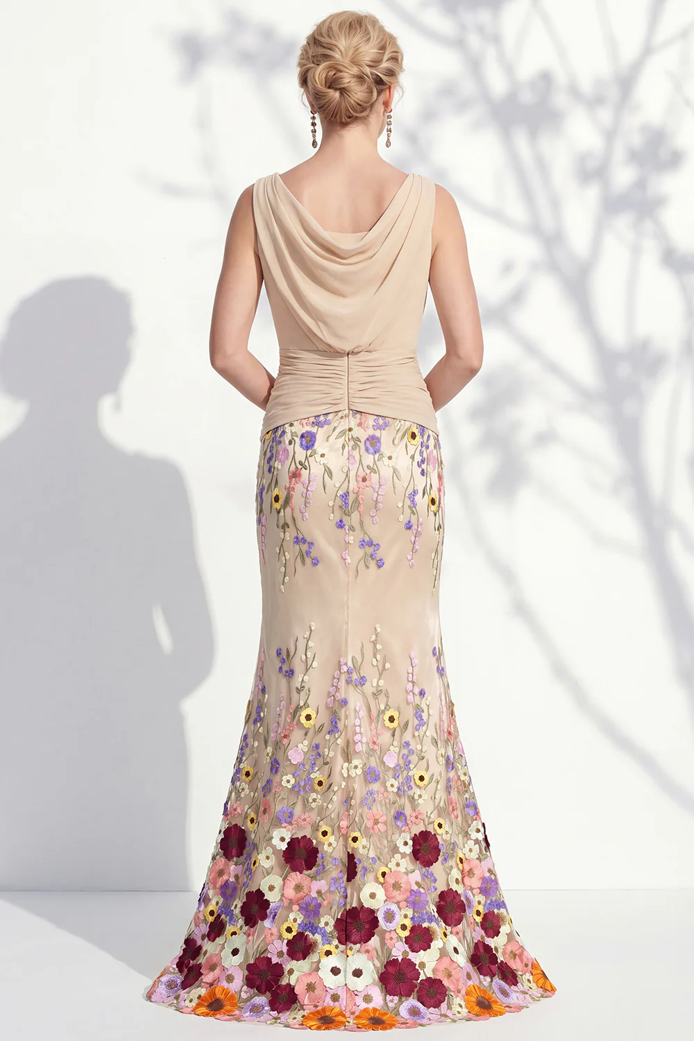 Sleeveless 3D Floral Embellished Mermaid Dress