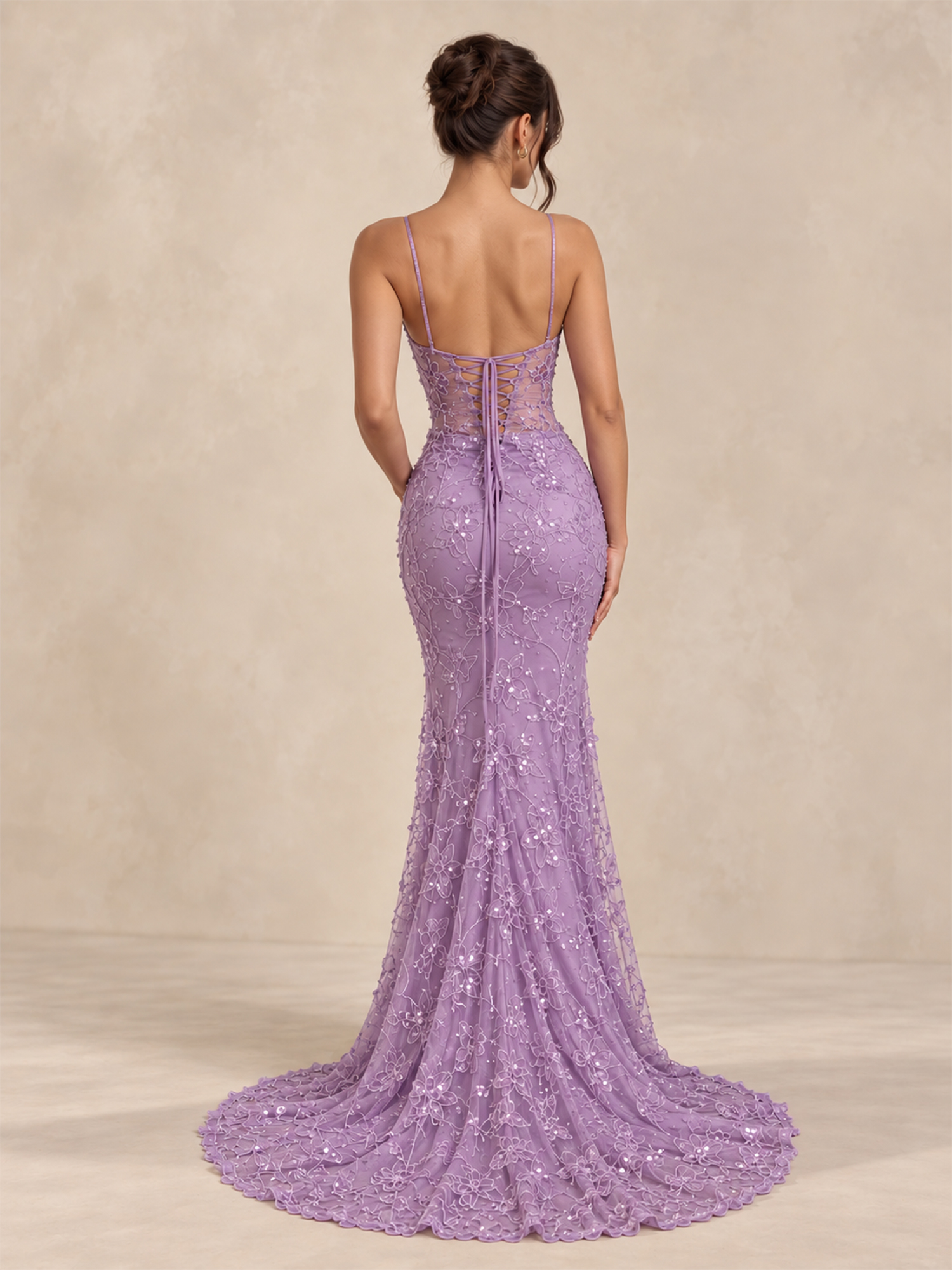 Spaghetti Straps Lace Prom Dress