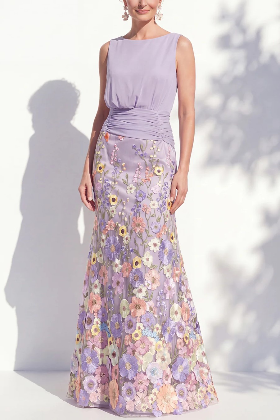 Sleeveless 3D Floral Embellished Mermaid Dress