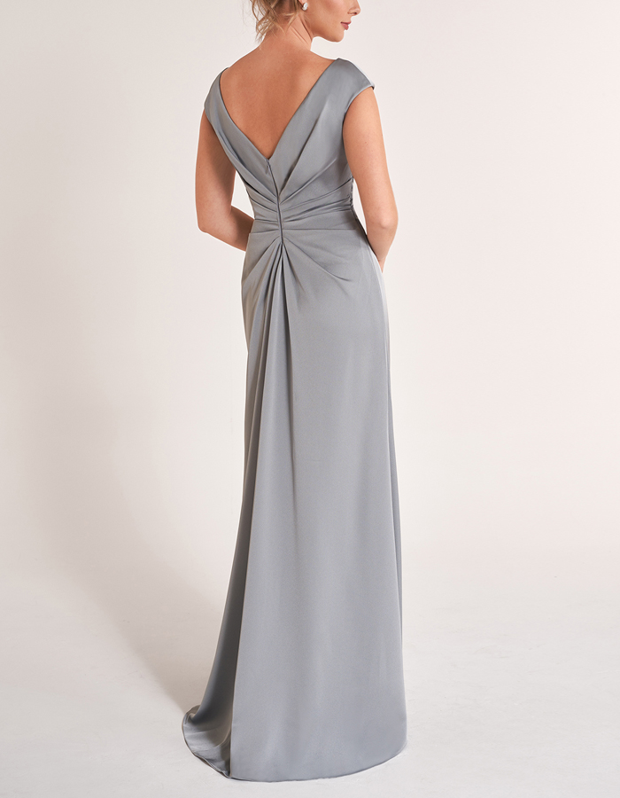 Gray Drape Elegant Maxi Dress