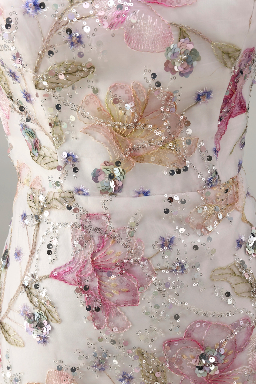 Light Pink Mermaid One Shoulder Floral Satin Maxi Dress