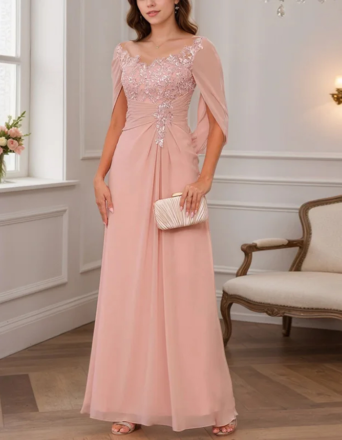 Fashion Solid Color Lace Sequins Maxi Dress