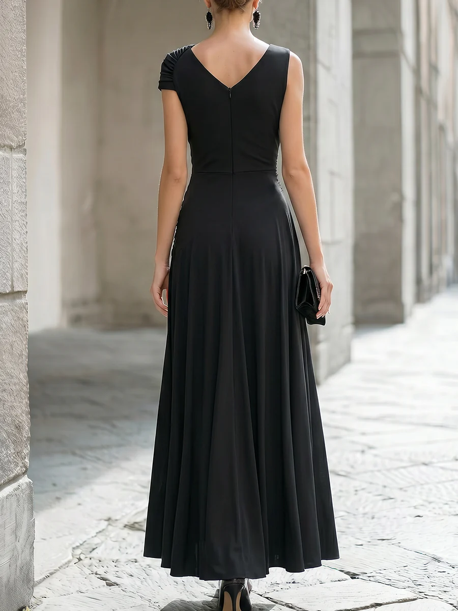 Elegant Draped Sleeveless Maxi Dress