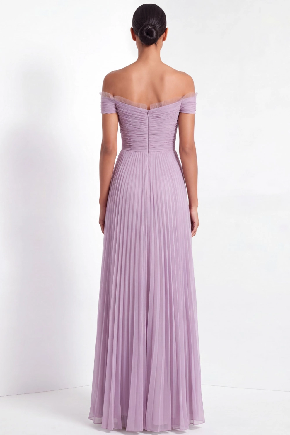Lilac Chiffon Off The Shoulder Maxi Dress