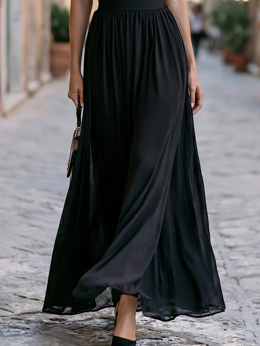 V-Neck Flutter Sleeves Lace Trim Maxi Dress