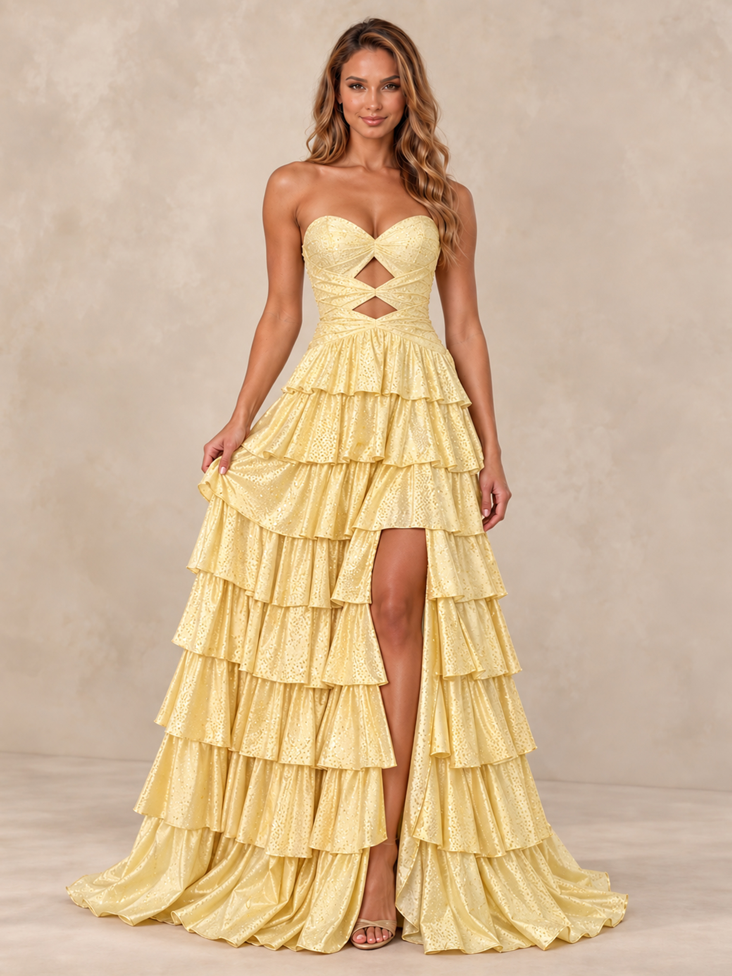 Sparkly Beaded Sweetheart A-Line Long Prom Dress with Keyhole