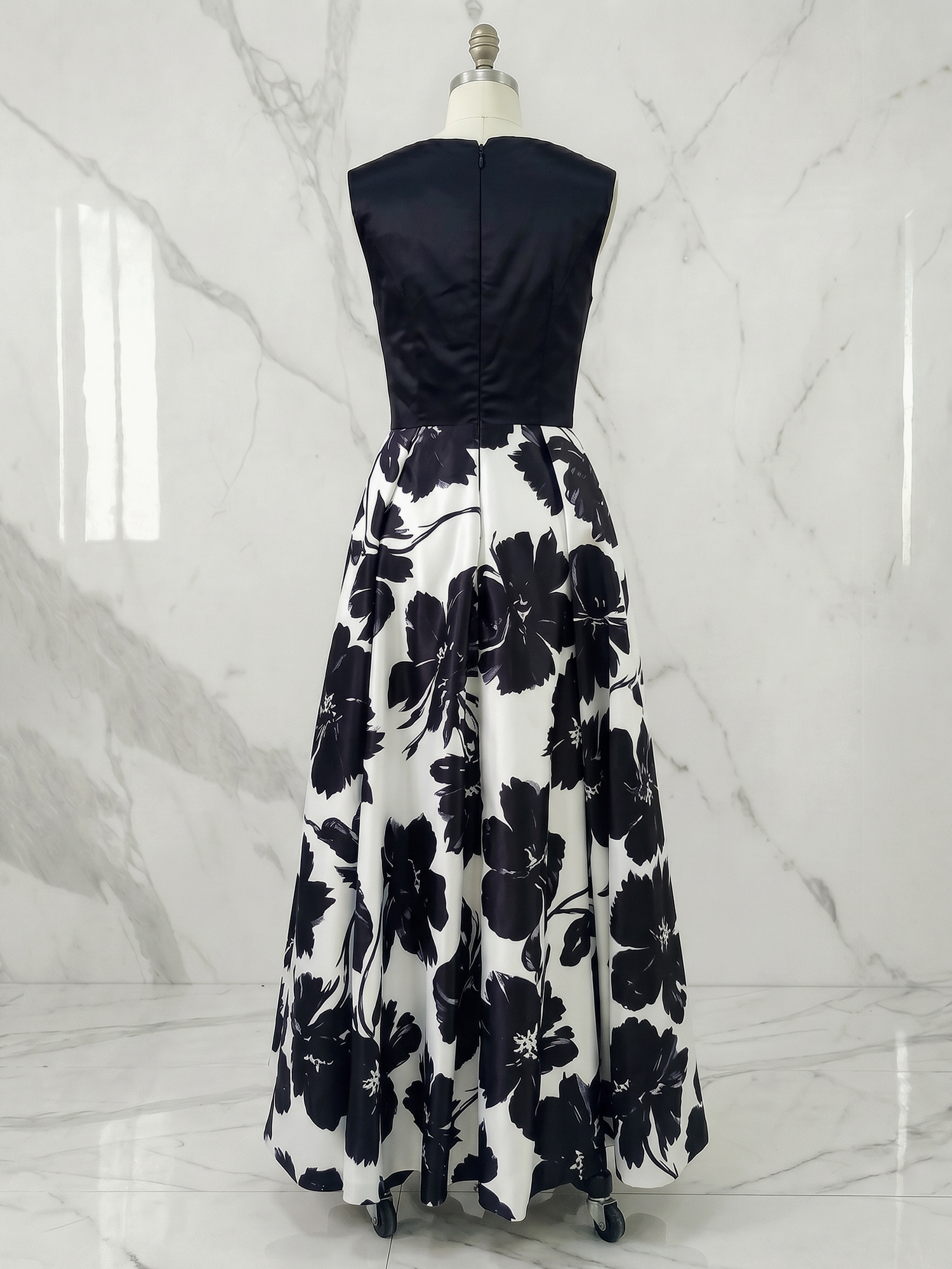 Elegant Monochrome Floral Ball Gown