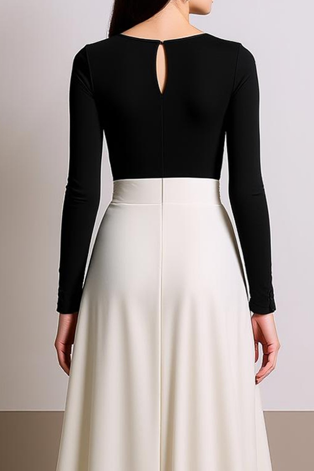 Evening Formal Dress White V-Neck Long Sleeves Maxi Dress