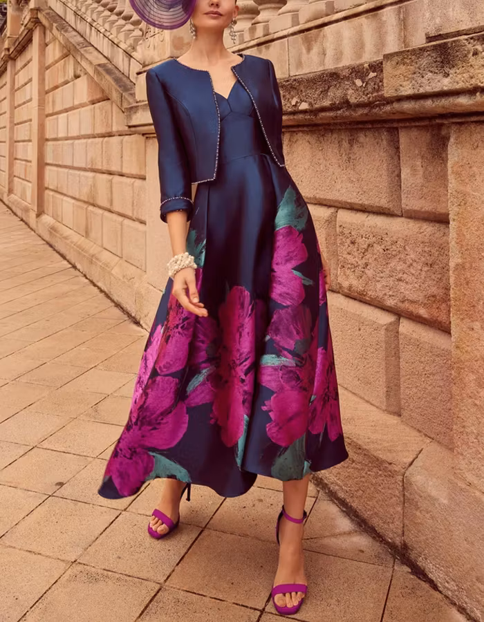 Dark Blue Wedding Evening Party Satin Suit