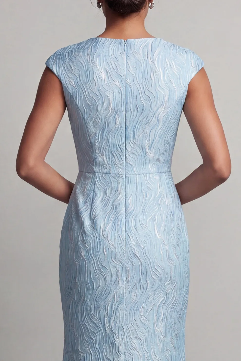 Blue Mermaid Maxi Floral V-Neck Formal Dress with Slit