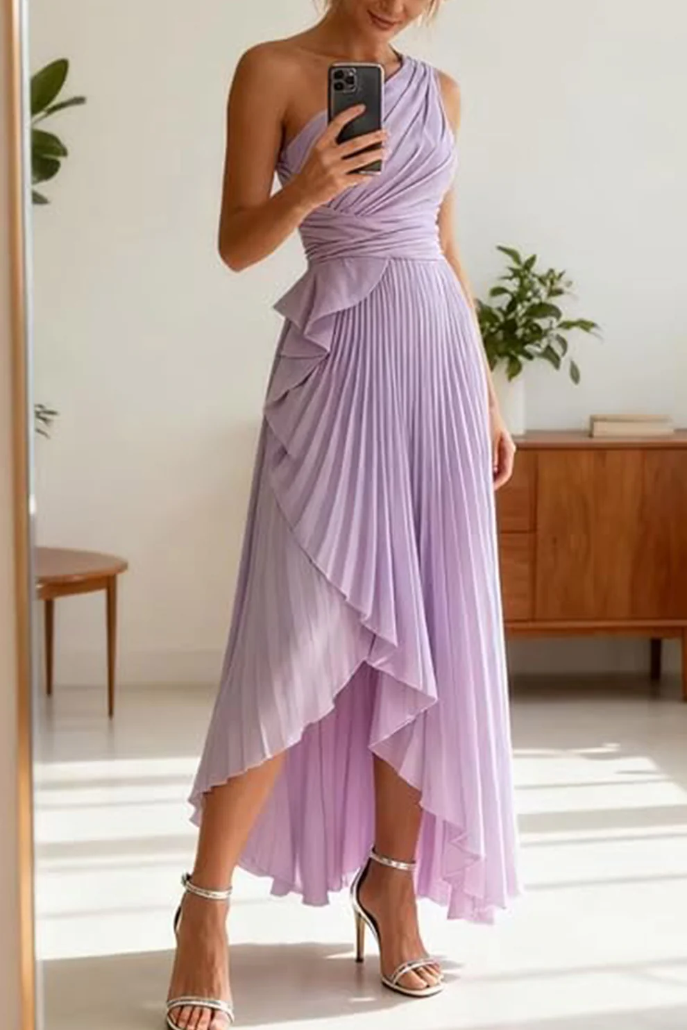 Asymmetrical Maxi Satin Dresses