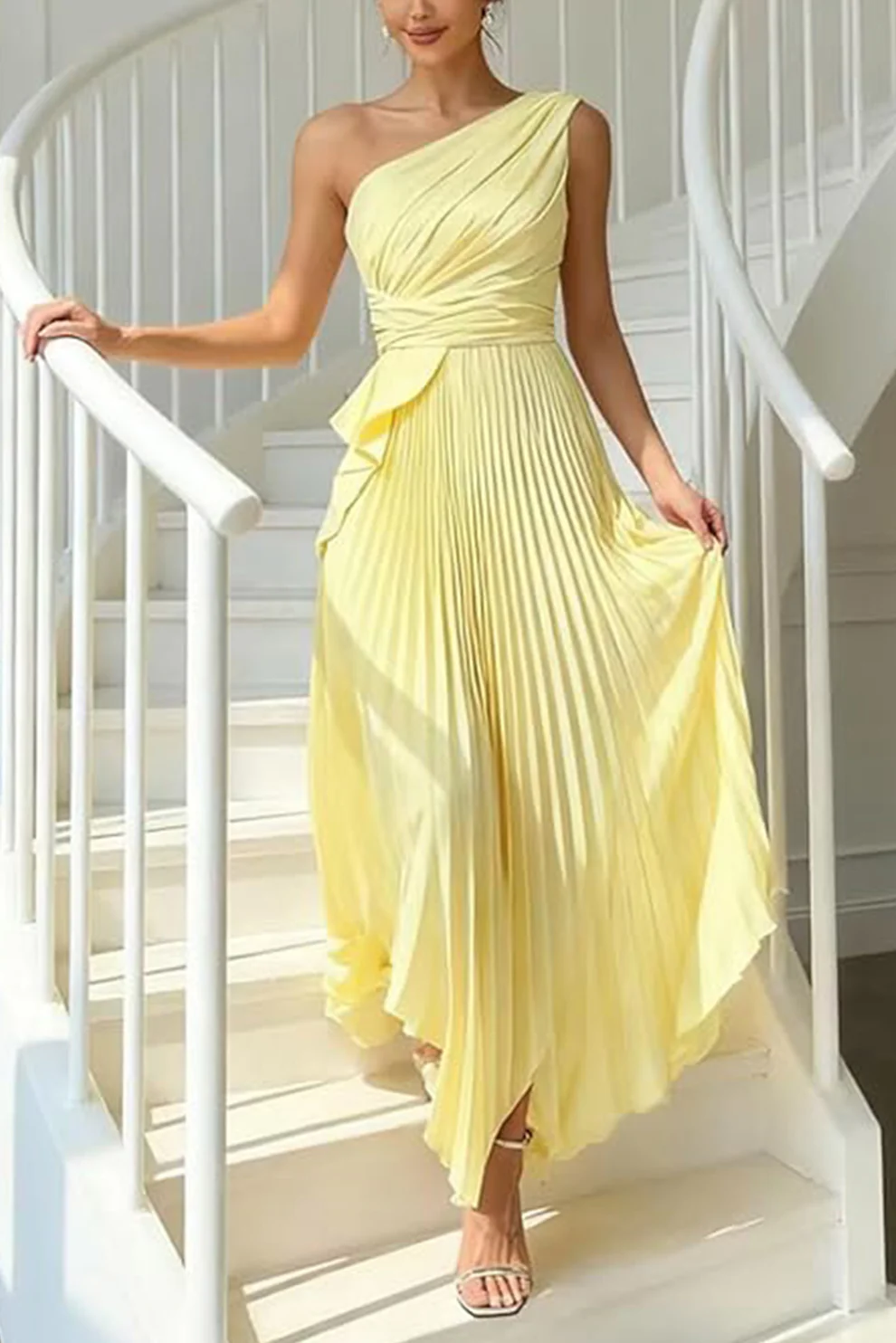 Asymmetrical Maxi Satin Dresses