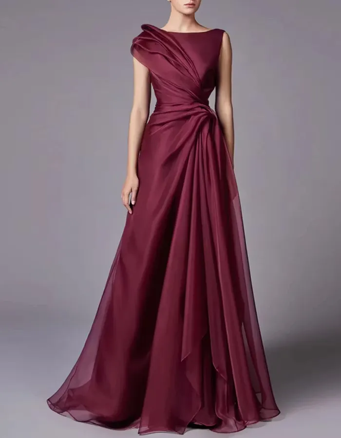 Sleeveless Cinched-Waist Floor-Length Maxi Dress