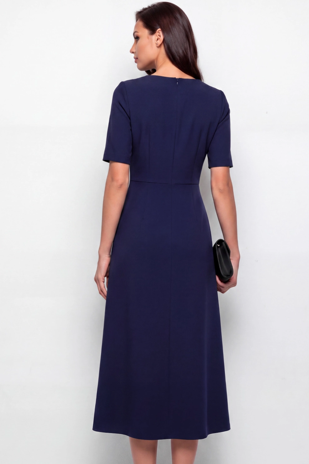 Navy A-Line with Lace Midi Dress