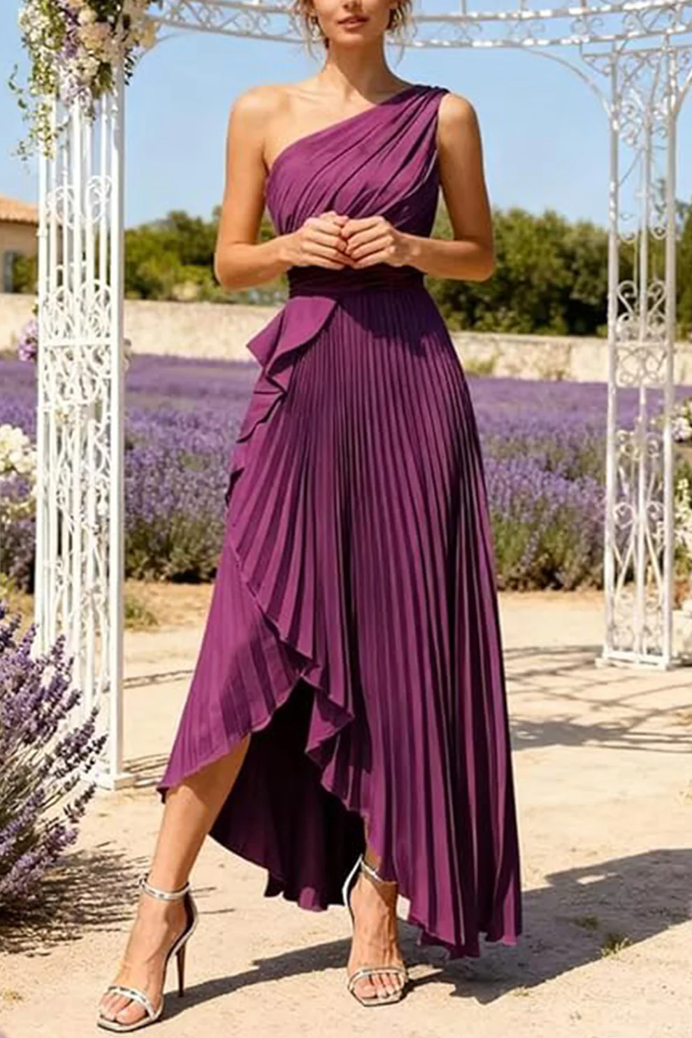 Asymmetrical Maxi Satin Dresses