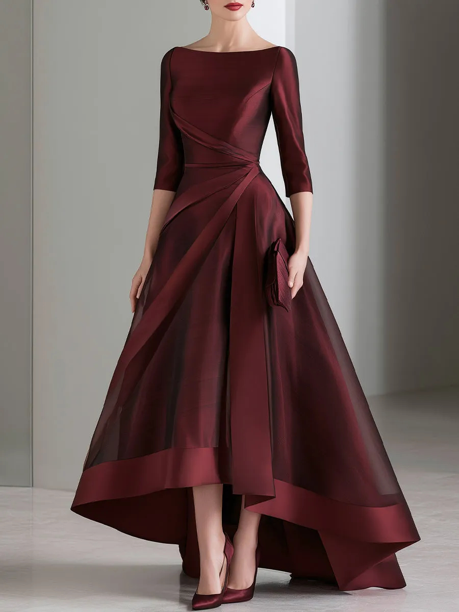 Draped Waist Organza High-Low Maxi Dress