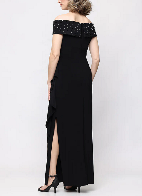 Long Matte Jersey Off the Shoulder Dress
