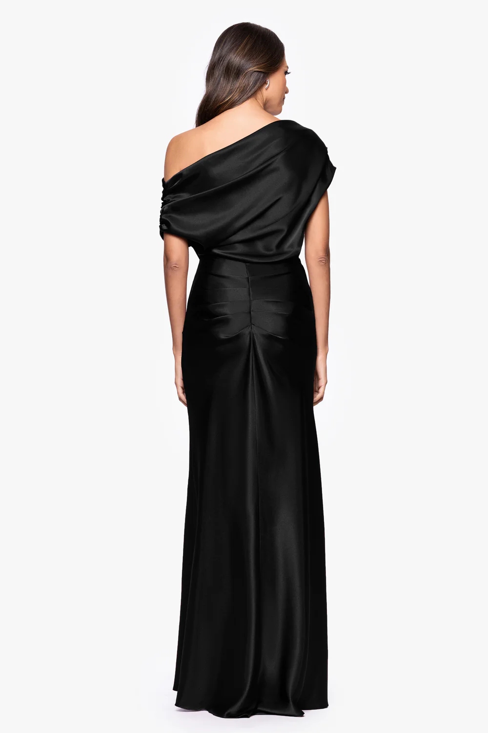 Satin Drop Shoulder Floor Length Dress