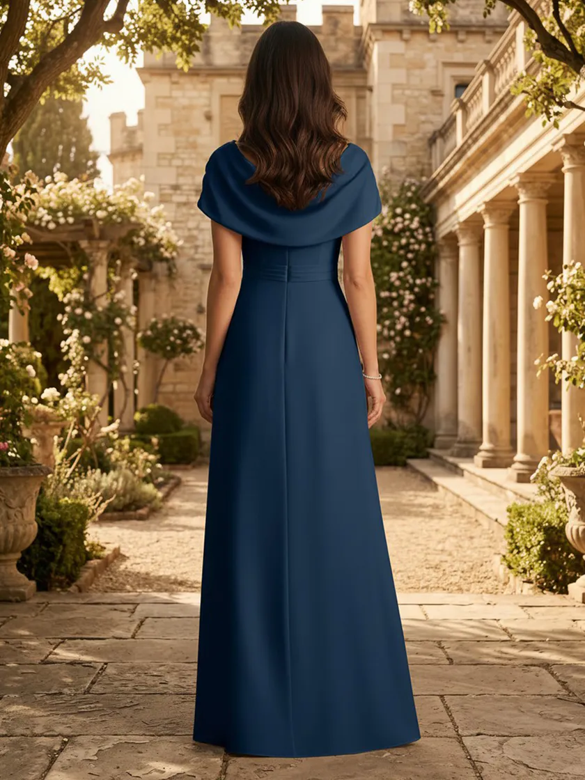 Satin A Line Off Shoulder Long Mother of the Bride Dresses with Ruffles