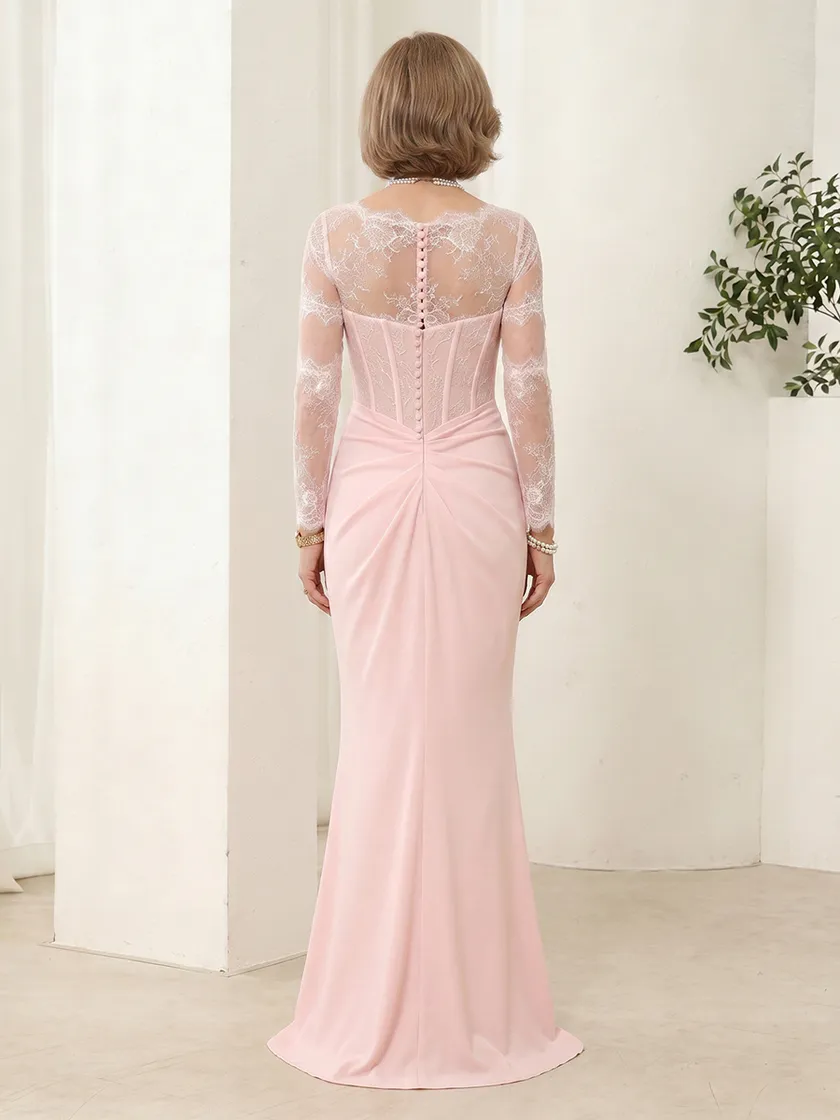 Satin Sheath Sweetheart Long Sleeves Long Mother of the Bride Dresses