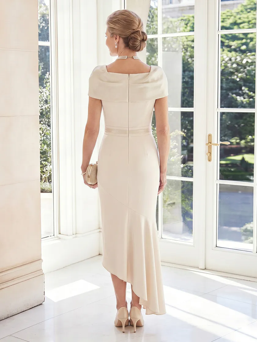 Satin Mermaid Sleeveless Cowl Neck Long Mother of the Bride Dresses