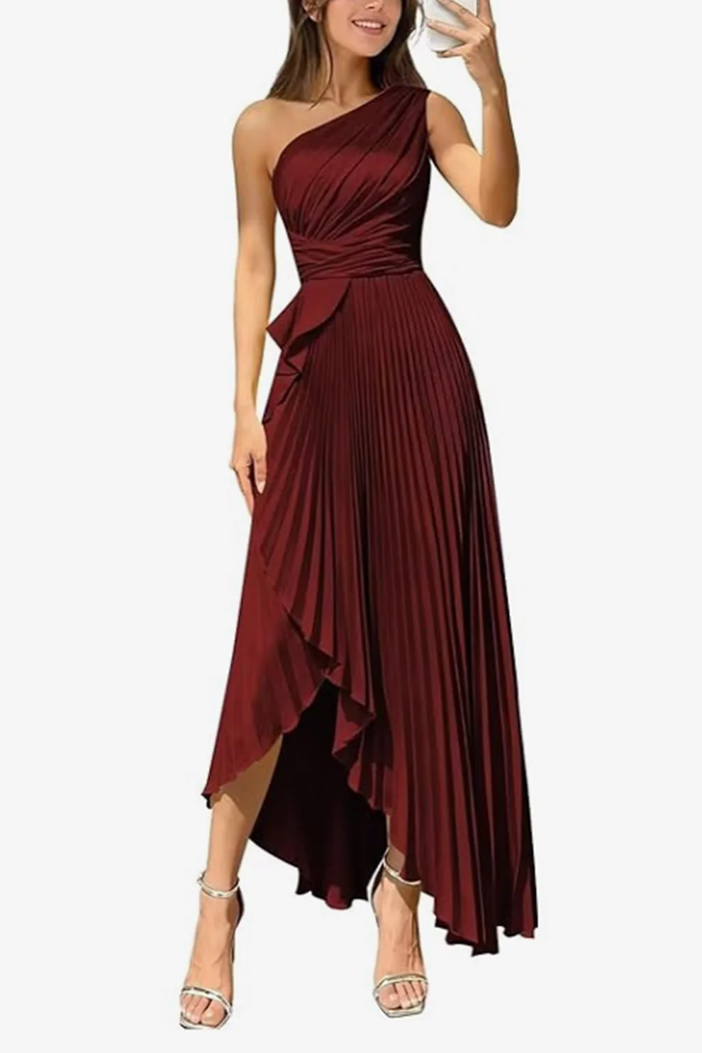 Asymmetrical Maxi Satin Dresses