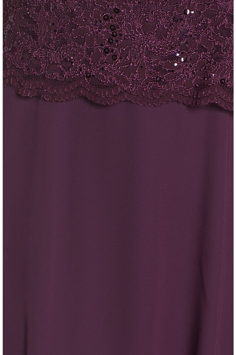 Classic Sequined Lace and Chiffon Two-Piece Knee-Length Dress Set