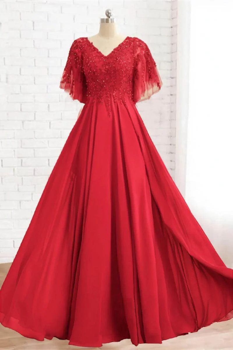 A-Line Floor Length Chiffon Mother Dress