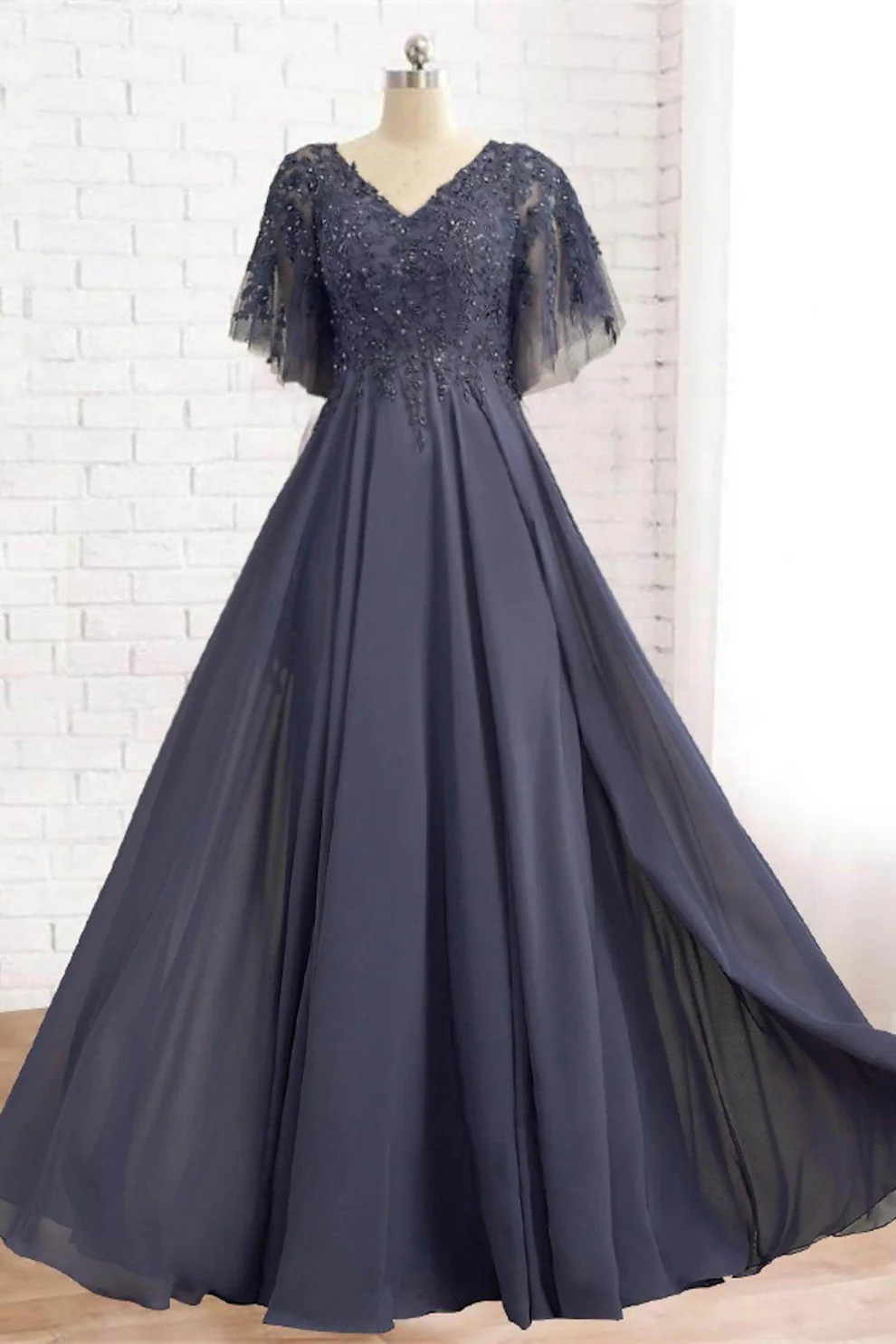 A-Line Floor Length Chiffon Mother Dress