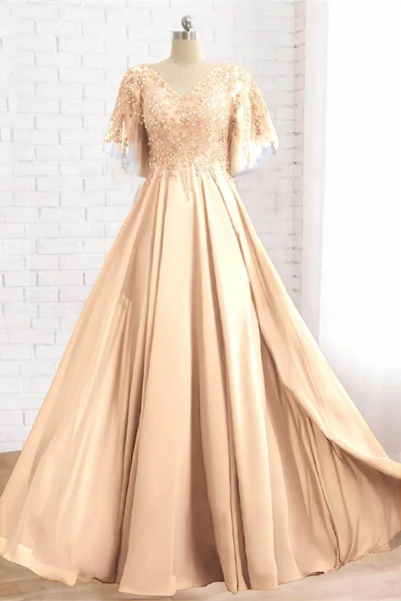 A-Line Floor Length Chiffon Mother Dress